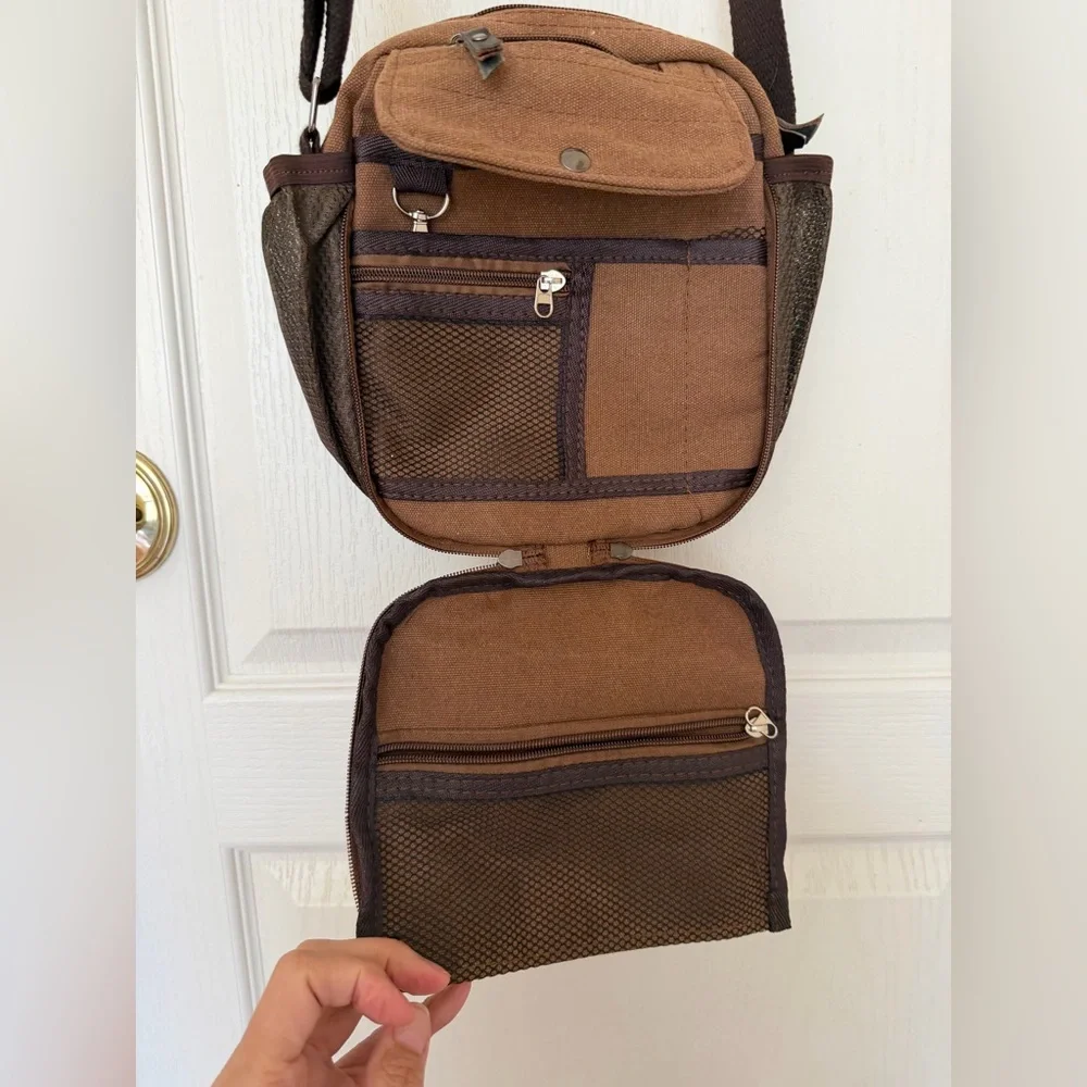 Ciana Canvas Crossbody Travel Utility Bag, Brown